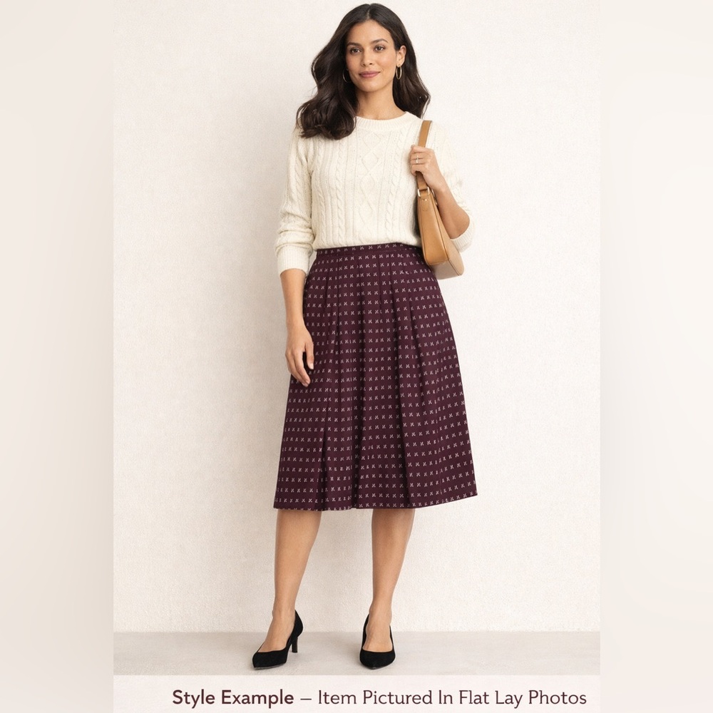 Talbots Petites Dotty Bows‎ Skirt Burgundy A-Line Size 10P Classic